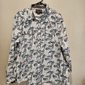 Cody James Men’s Blue Paisley Button-Down Shirt